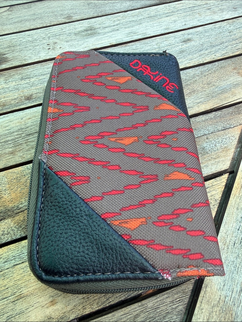 Dakine Red and Orange Patterned Men's Wallet with Black Trim